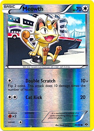Meowth - 80/99 (Mirror Reverse Holo) (RH)
