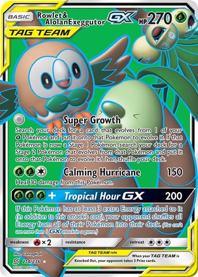 Rowlet & Alolan Exeggutor GX (Full Art) (FA)
