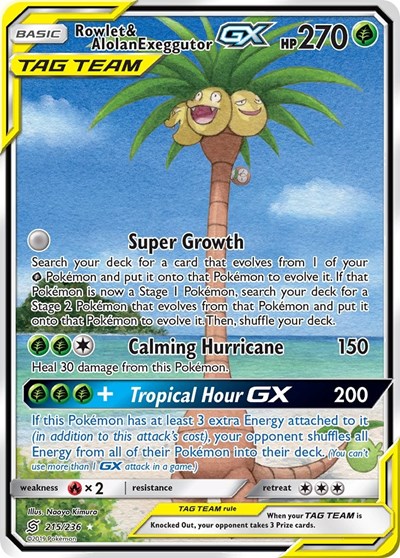 Rowlet & Alolan Exeggutor GX (Alternate Full Art) (FA)