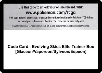 Code Card - Evolving Skies Elite Trainer Box [Glaceon/Vaporeon/Sylveon/Espeon] (ETB)