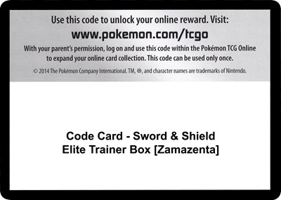 Code Card - Sword & Shield Elite Trainer Box [Zamazenta] (ETB)