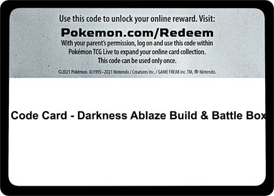 Code Card - Darkness Ablaze Build & Battle Box (B&B)