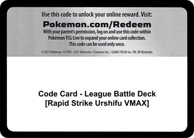 Code Card - League Battle Deck [Rapid Strike Urshifu VMAX] (LBD)