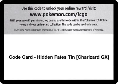 Code Card - Hidden Fates Tin [Charizard GX]