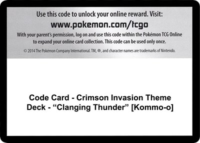 Code Card - Crimson Invasion Theme Deck - "Clanging Thunder" [Kommo-o]