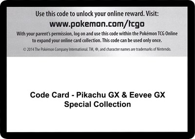 Code Card - Pikachu GX & Eevee GX Special Collection