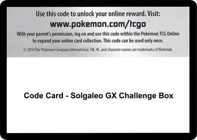 Code Card - Solgaleo GX Challenge Box