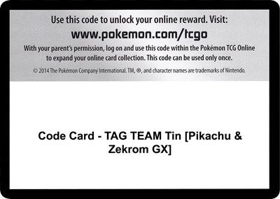 Code Card - TAG TEAM Tin [Pikachu & Zekrom GX]