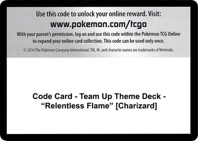 Code Card - Team Up Theme Deck - "Relentless Flame" [Charizard]