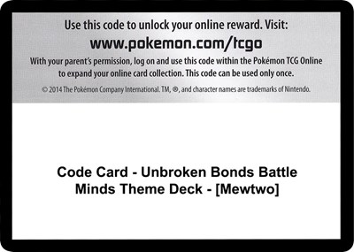 Code Card - Unbroken Bonds Battle Minds Theme Deck - [Mewtwo]