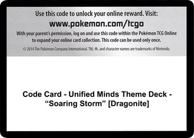 Code Card - Unified Minds Theme Deck - "Soaring Storm" [Dragonite]