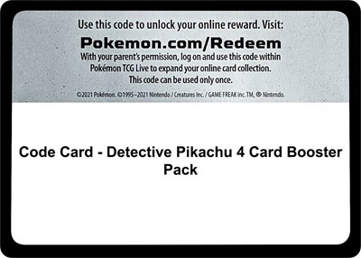 Code Card - Detective Pikachu 4 Card Booster Pack (BP)