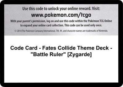 Code Card - Fates Collide Theme Deck - "Battle Ruler" [Zygarde]