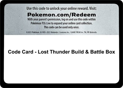 Code Card - Lost Thunder Build & Battle Box (B&B)
