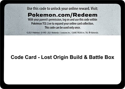 Code Card - Lost Origin Build & Battle Box (B&B)