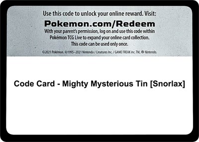 Code Card - Mighty Mysterious Tin [Snorlax]