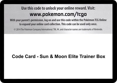 Code Card - Sun & Moon Elite Trainer Box (ETB)