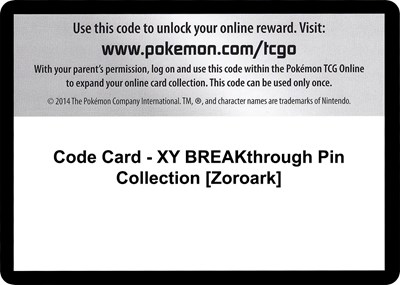 Code Card - XY BREAKthrough Pin Collection [Zoroark]