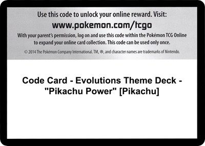 Code Card - Evolutions Theme Deck - "Pikachu Power" [Pikachu]