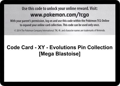 Code Card - XY - Evolutions Pin Collection [Mega Blastoise]