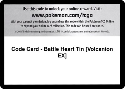Code Card - Battle Heart Tin [Volcanion EX]