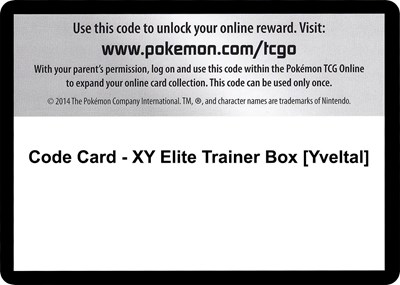 Code Card - XY Elite Trainer Box [Yveltal] (ETB)