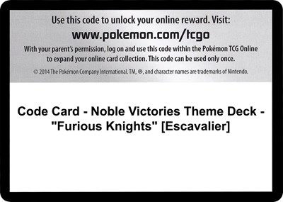 Code Card - Noble Victories Theme Deck - "Furious Knights" [Escavalier]