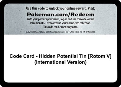 Code Card - Hidden Potential Tin [Rotom V] (International Version)