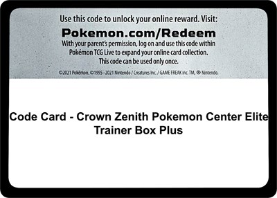 Code Card - Crown Zenith Pokemon Center Elite Trainer Box Plus (PC ETB)