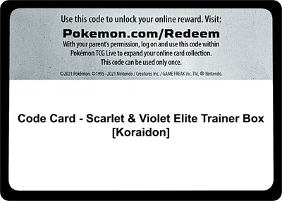 Code Card - Scarlet & Violet Elite Trainer Box [Koraidon] (ETB)