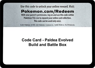 Code Card - Paldea Evolved Build and Battle Box (B&B)