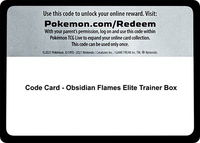 Code Card - Obsidian Flames Elite Trainer Box (ETB)