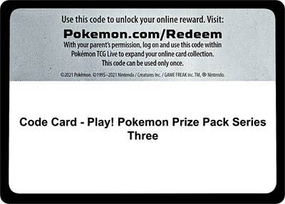Code Card - Play! Pokemon Prize Pack Series Three