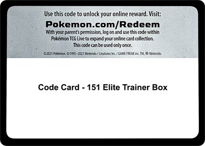 Code Card - 151 Elite Trainer Box (ETB)