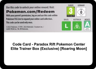 Code Card - Paradox Rift Pokemon Center Elite Trainer Box (Exclusive) [Roaring Moon] (PC ETB)