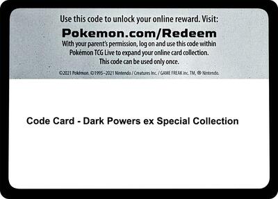 Code Card - Dark Powers ex Special Collection