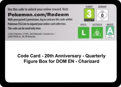 Code Card - 20th Anniversary - Quarterly Figure Box for DOM EN - Charizard (English)