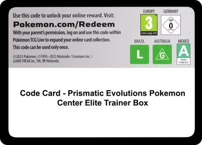 Code Card - Prismatic Evolutions Pokemon Center Elite Trainer Box (PC ETB)