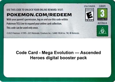 Code Card - Ascended Heroes Booster Pack (BP)
