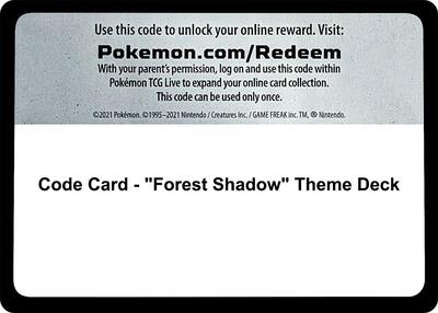 Code Card - "Forest Shadow" Theme Deck