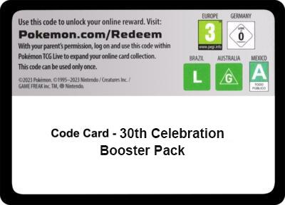 Code Card - 30th Celebration Booster Pack (BP)